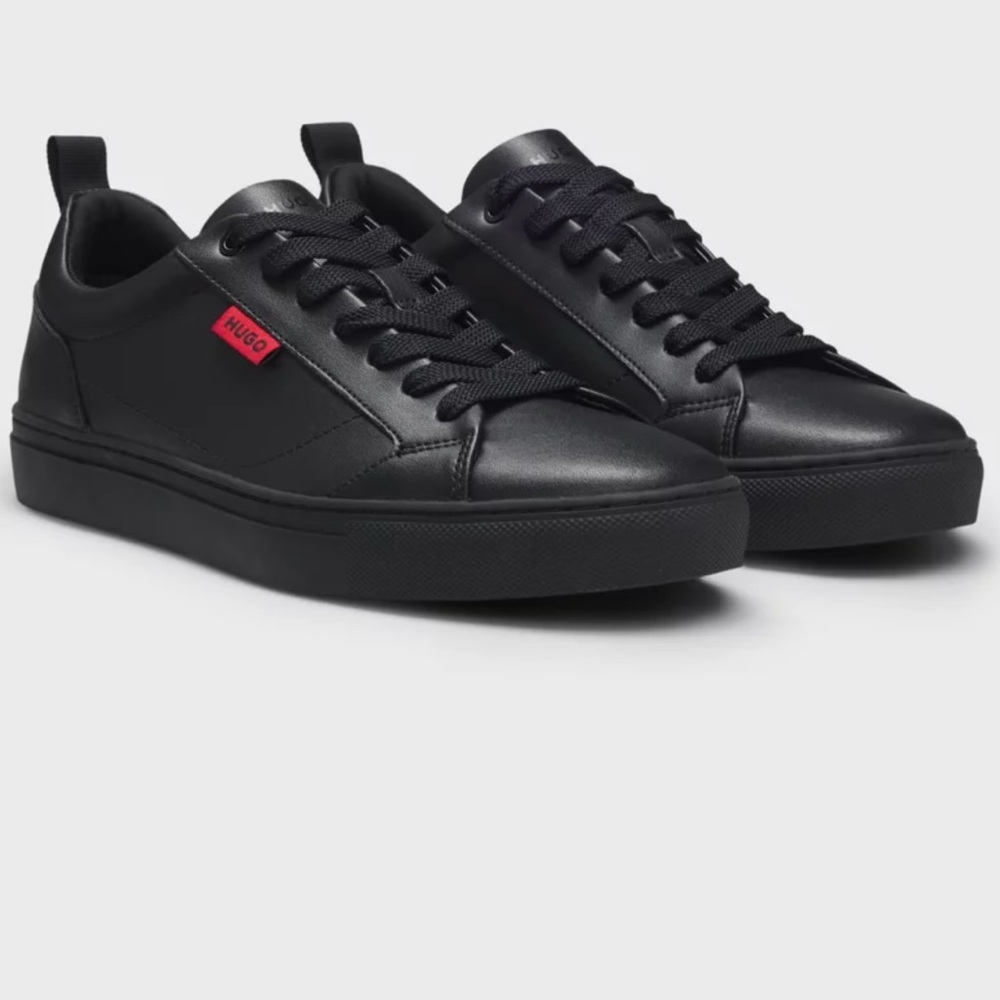 HUGO Black Leather Sneakers New with Box